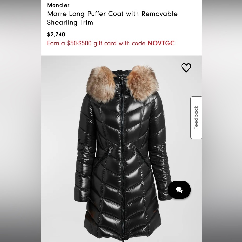 MONCLER FULMARUS QUILTED DOWN PUFFER COAT GENUINE BLUE FROST FOX FUR TRIM
